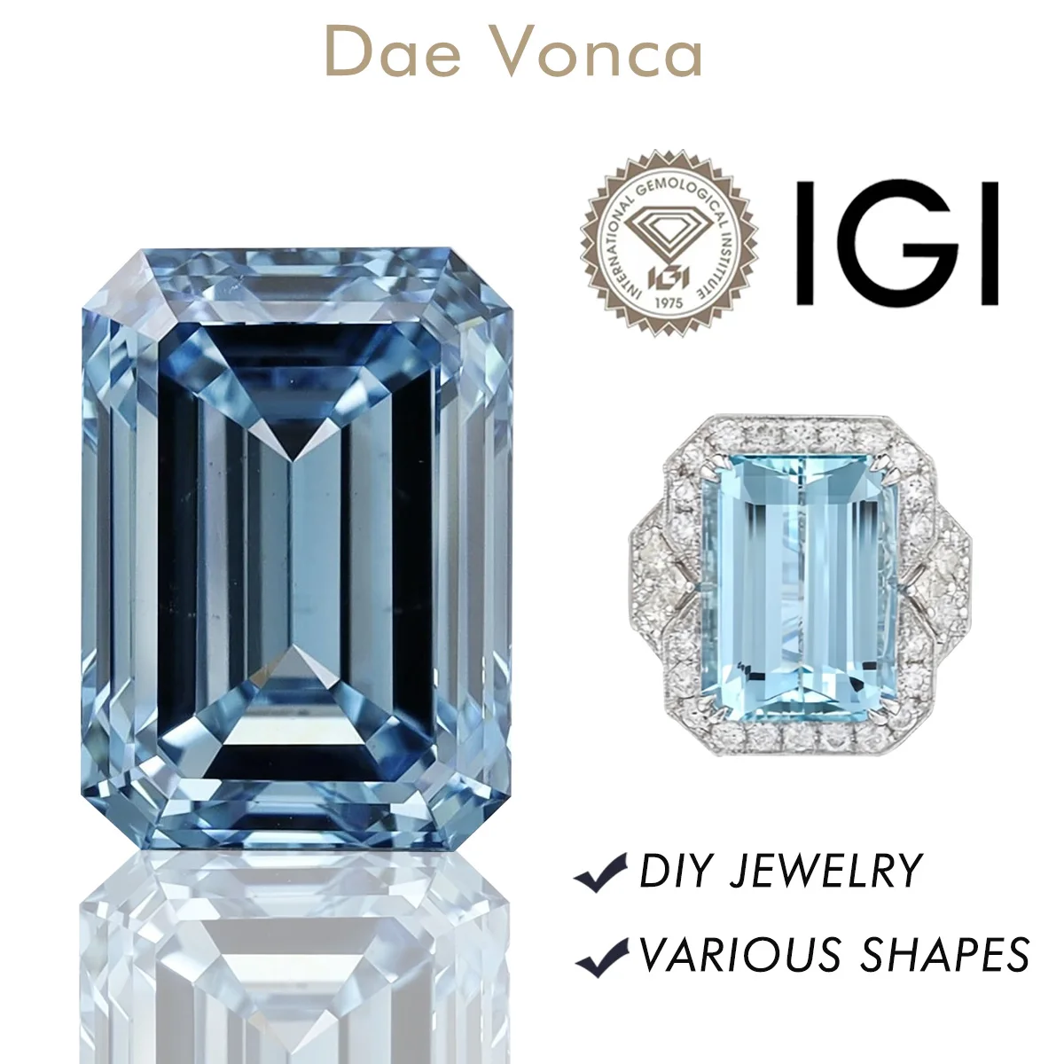 

CVD/HPHT Emerald Cut Lab Created Diamonds 0.5-3.0ct Fancy Blue Lab Grown Diamonds VVS/VS Loose Diamonds With IGI Certificate
