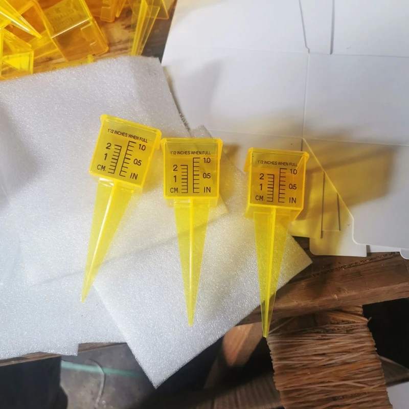 3/4x1/2 "레인 게이지/스프링클러 게이지 야외 야드 드롭 배송을 위한 넓은 입 밝은 노란색