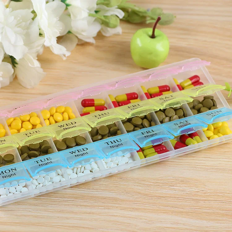 3Rows(21Grids) 7 Days Weekly Pill Case Medicine Tablet Dispenser Carry Pill Box Splitters Pill Storage Supplies