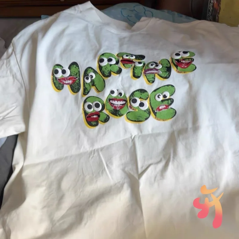 25ss القطن مارتين روز بلايز الصيف الشفاه الكرتون رغوة الكتابة على الجدران رسالة قصيرة الأكمام عادية الشارع كلينفيت الرجال النساء بلايز