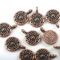 20pcs 9mm Antiqued Copper Tone Crafted Flower Design Drop Charms H1939 Charms for Jewelry Making