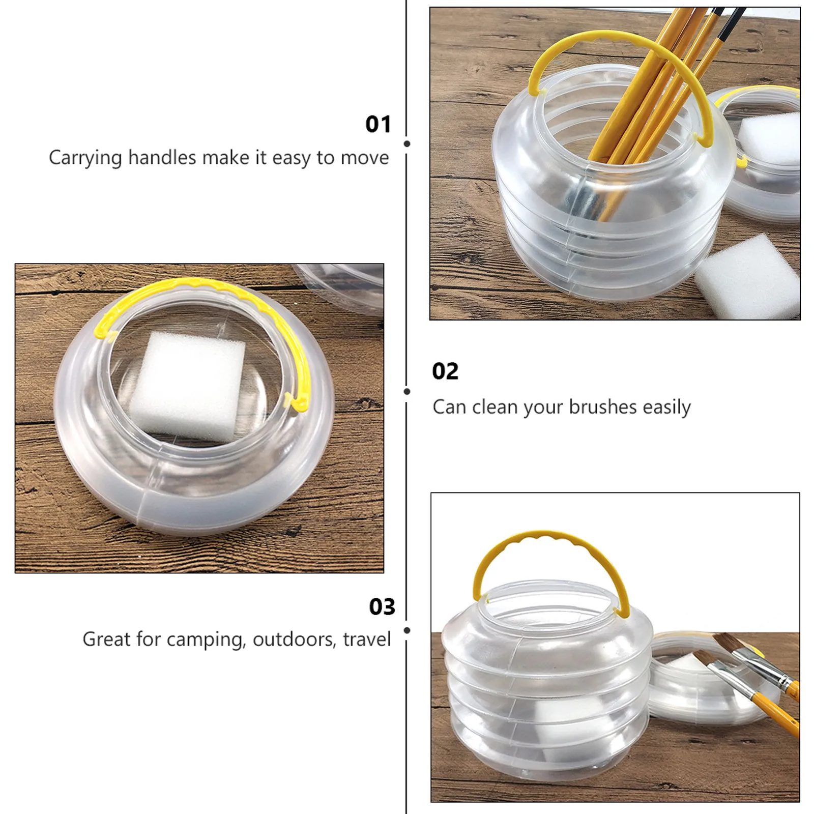 5Sets Portable Brush Washing Basin Lightweight Foldable Artist Brush Washer for Painting Classes Home Studio Outdoor Fishing