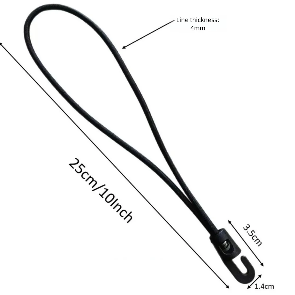 10Pcs New 10/15/25cm Bungee Cord with Hooks Nylon High Elasticity Expander Black Luggage Straps Rope Camping Tarpaulin