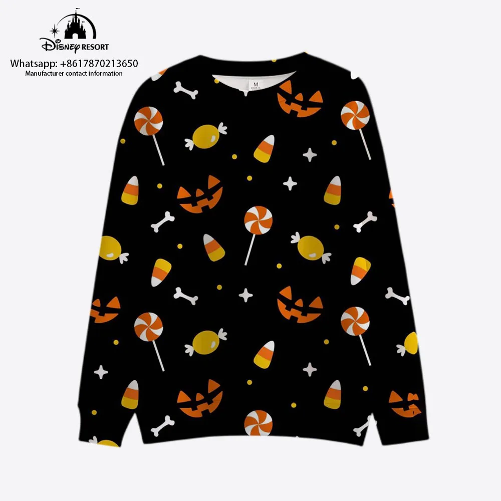 New Horror Halloween Disney Brand Mickey and Minnie Anime Print Autumn Harajuku Round Neck Casual Long-sleeved Sweater