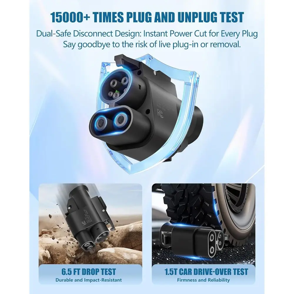 محول NACS إلى CCS، محول السيارة الكهربائية المتوافق مع شواحن Tesla Superchargers، Max 500A/1000V مناسب لسيارات Ford/VoIvo/GM EV (5 سنوات