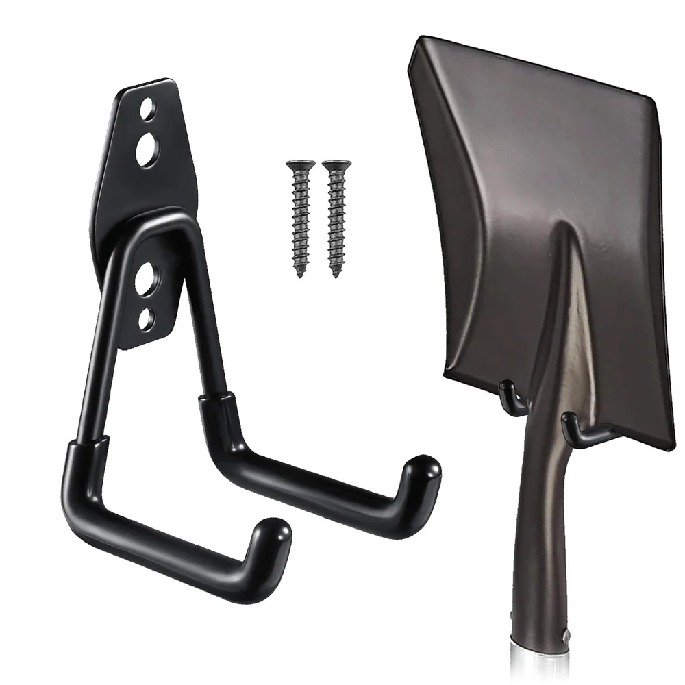Confezione da 2 ganci multiuso rivestiti in PVC metallo nero Capacità 50 libbre Installazione semplice Hardware incluso Organizzazione interna ed esterna