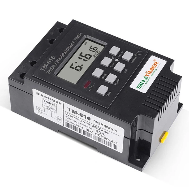 SINOTIMER TM616 30AMP 4PINS 7 Days Programmable Timer Din Rail Mount Timer Switch Digital Timer 110V Ac Programmable Timer Relay