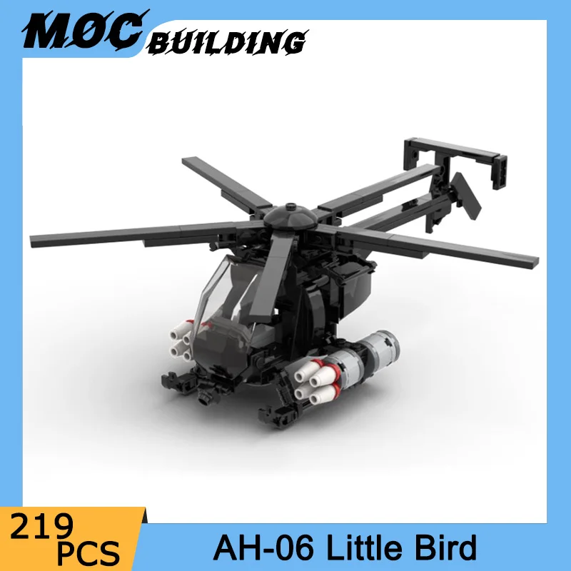 

MOC Modern Military Series AH-06 Little Bird Aircraft Building Block DIY Assembled Bricks Toy Helicopter Model Children Gifts