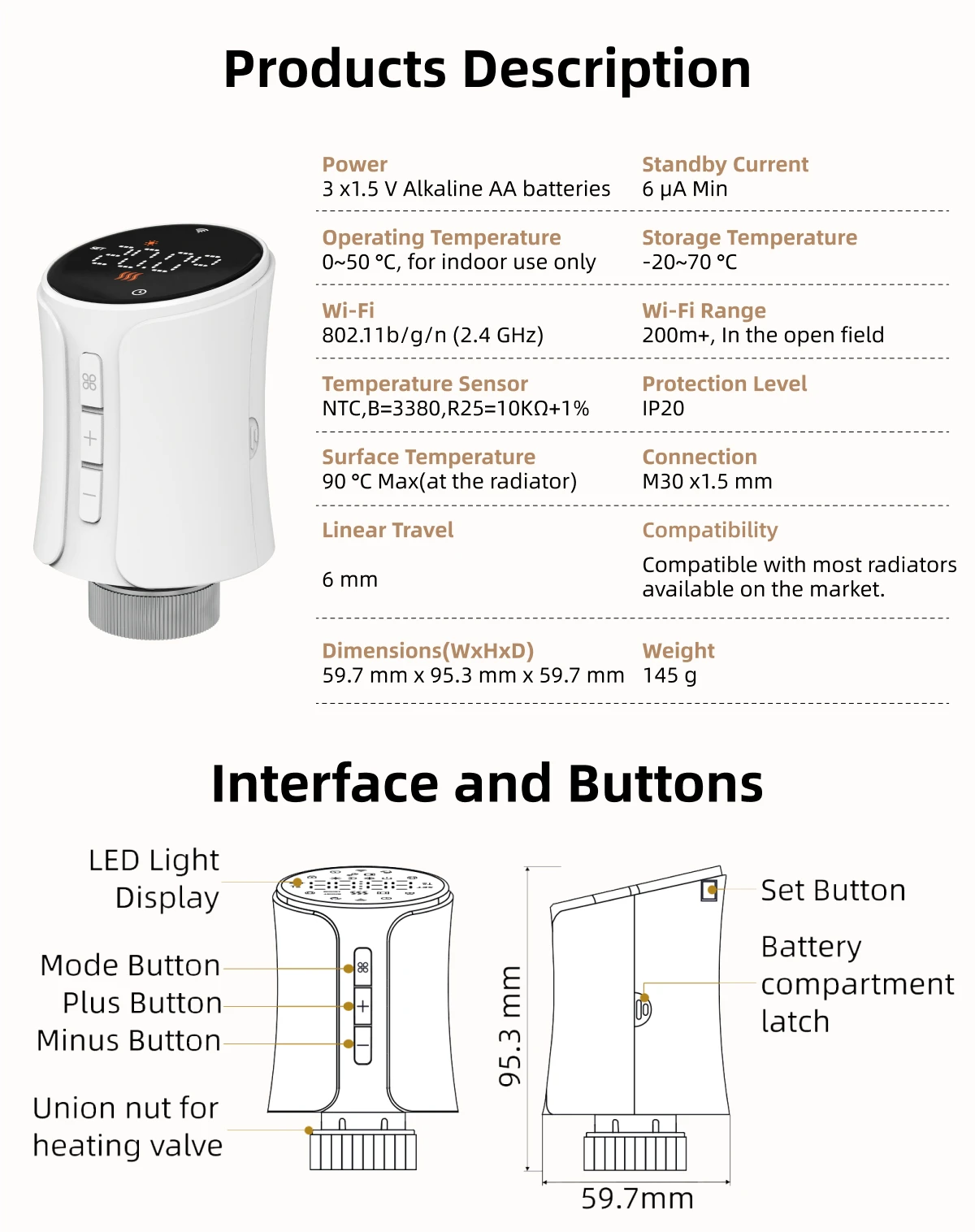 Intelligenter WiFi-Zigbee-Thermostat Tuya Thermostatisches Heizkörperventil Fußbodenheizungs-Temperatursensor APP-Fernbedienung Thermostatkopf Sprachsteuerung Alexa Google Home Yandex Alice – Detail 11