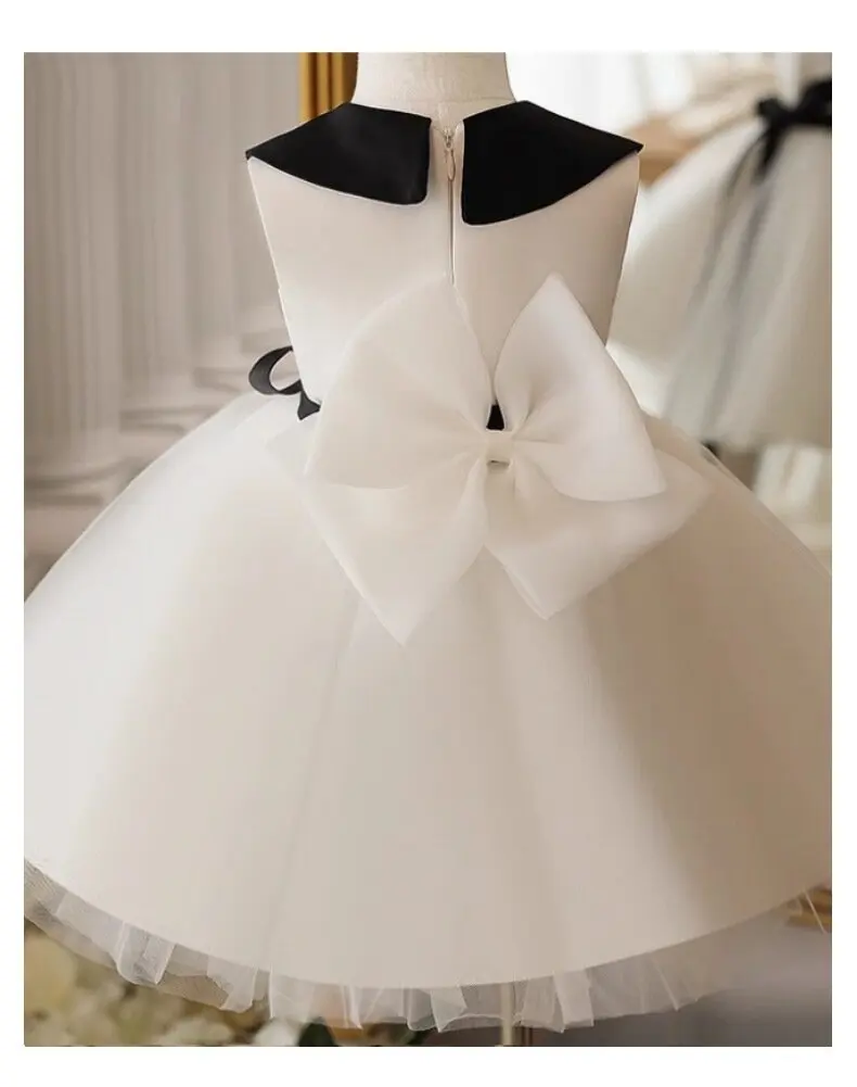 Girls Sleeveless Dress 2025Girls' New Simple Stylish One-Year-Old Fashion Piano Performance Eid Festival Dress Princess Dress