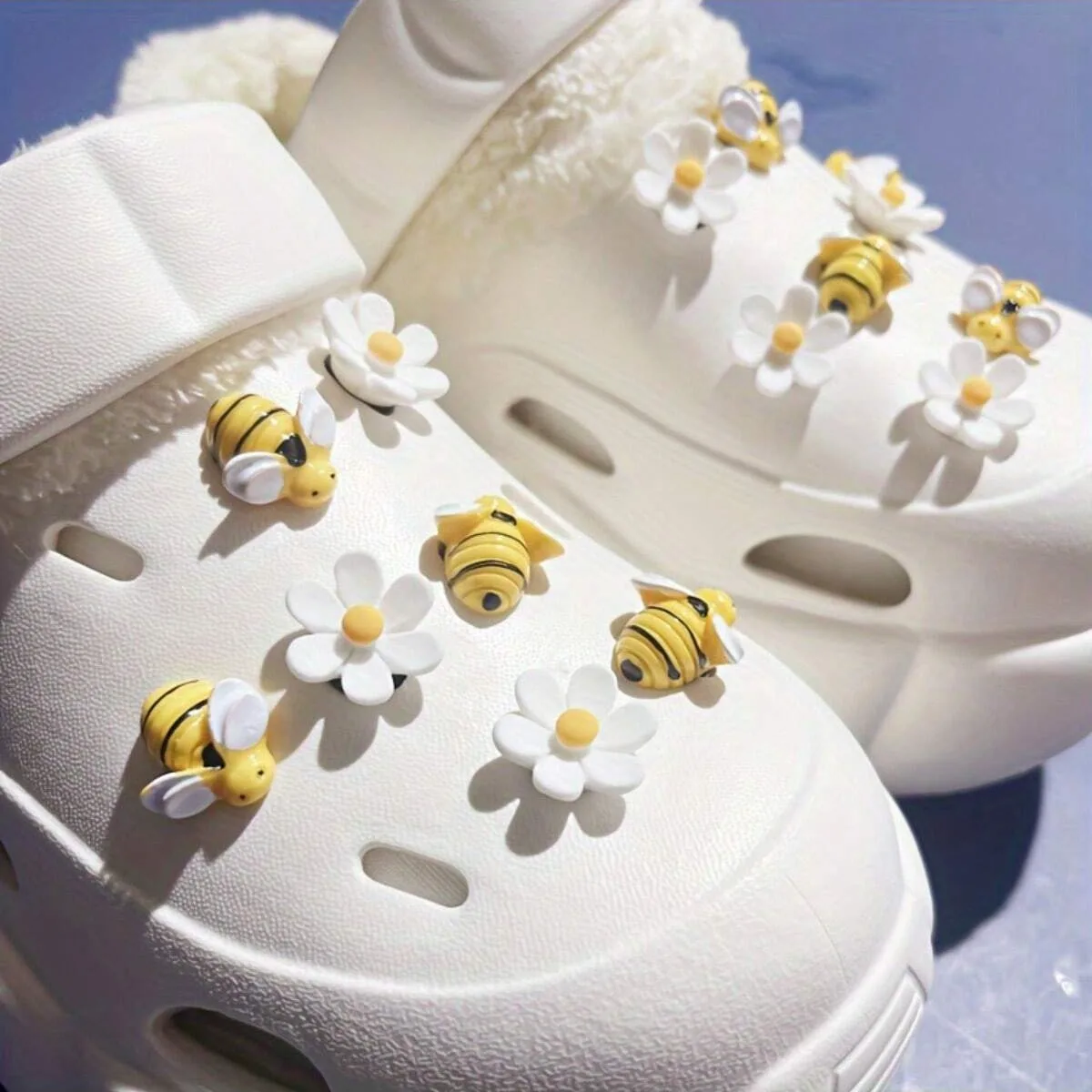 Bee & Flower Series Shoe Charms for Clogs, Resin Jibbitz DIY Accessories, Decorative Buckles for Sandals, Cross-border Hot Sale