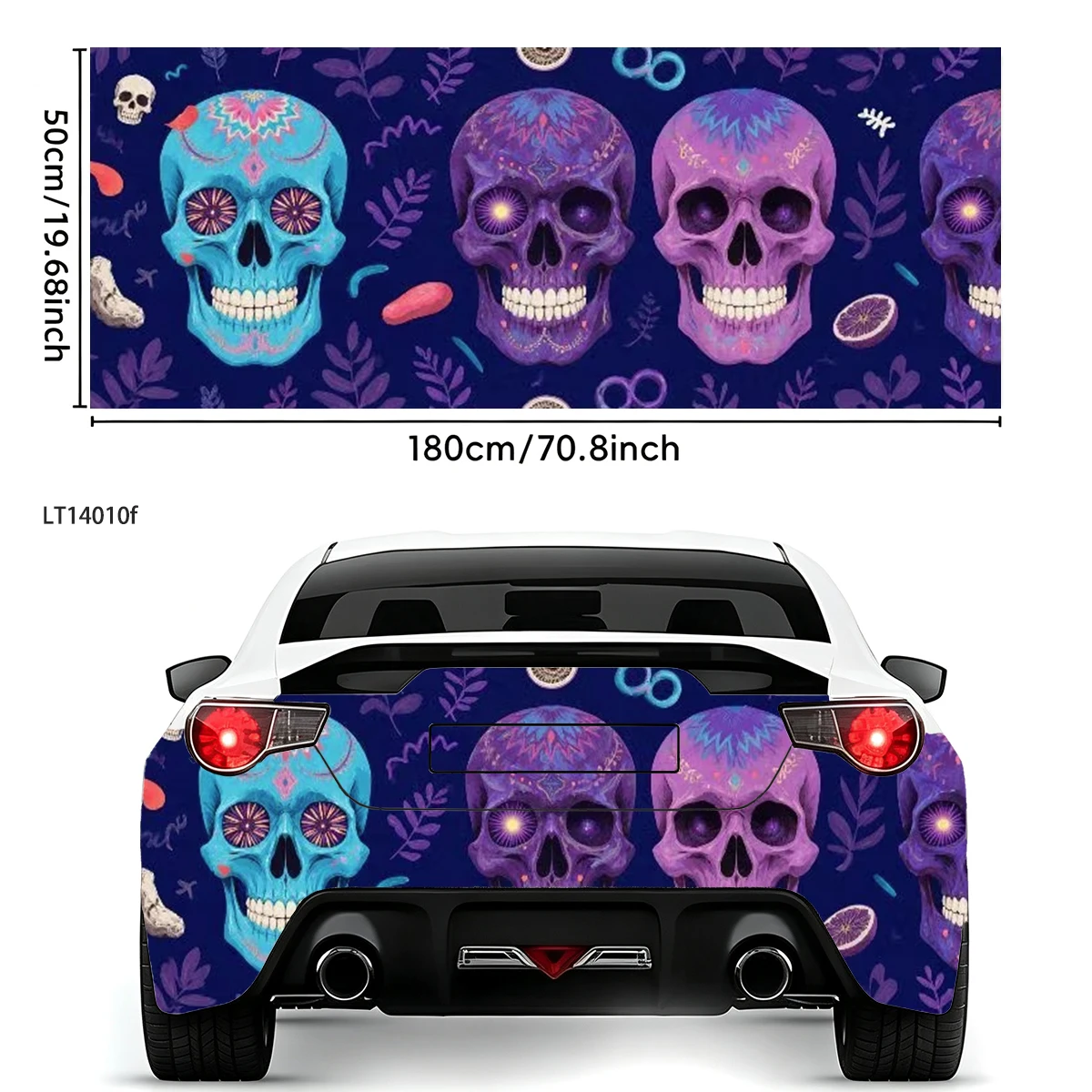 Black Graffiti Leopard Patch Skull Pickup Tailgate Decal Waterproof Vinyl Universal Truck Rear Gate Offroad Exterior Mod Decor