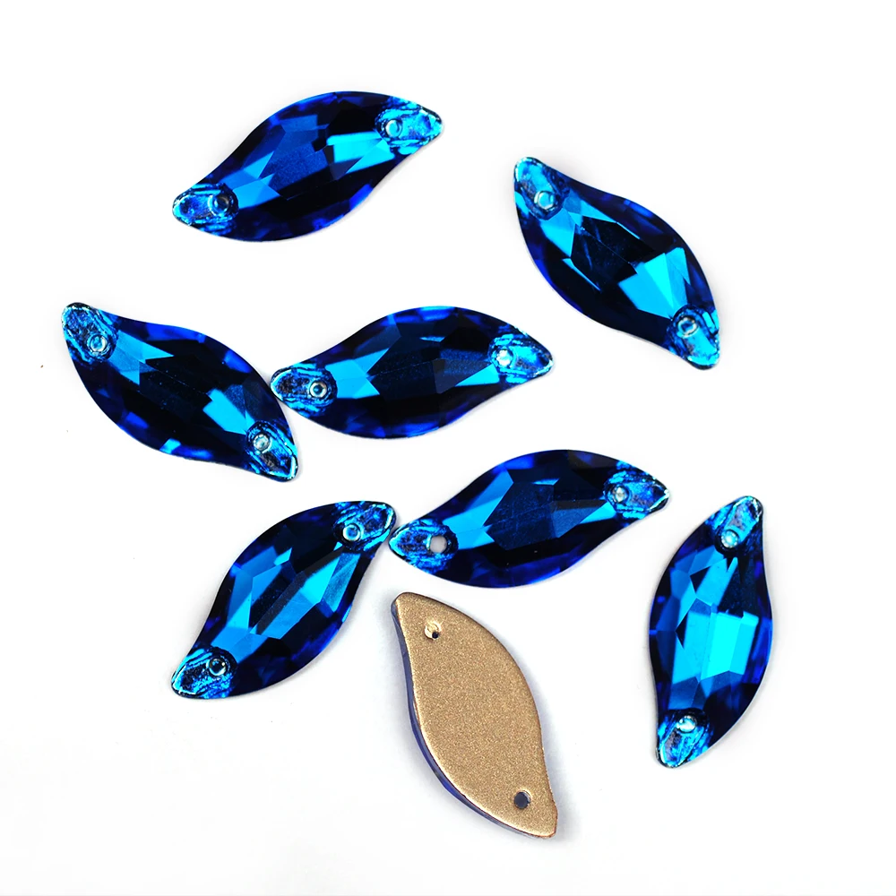 YANRUO 3254 Leaf Capri Blue Flatback Rhinestones Crystal Stones Sew on Rhinestone Sewing Stones For Clothes Dress DIY