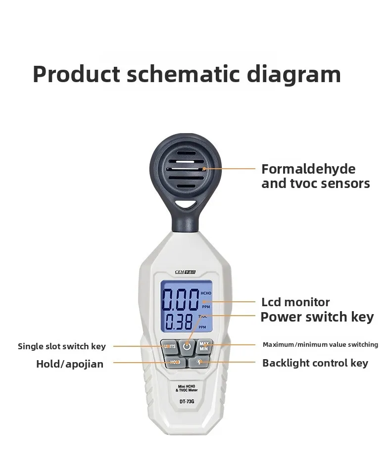 CEM TVOC HCHO Air Quality Tester Detector Digital TVOC HCHO Formaldehyde Device High-Precision Sensor Indoor Air Tester