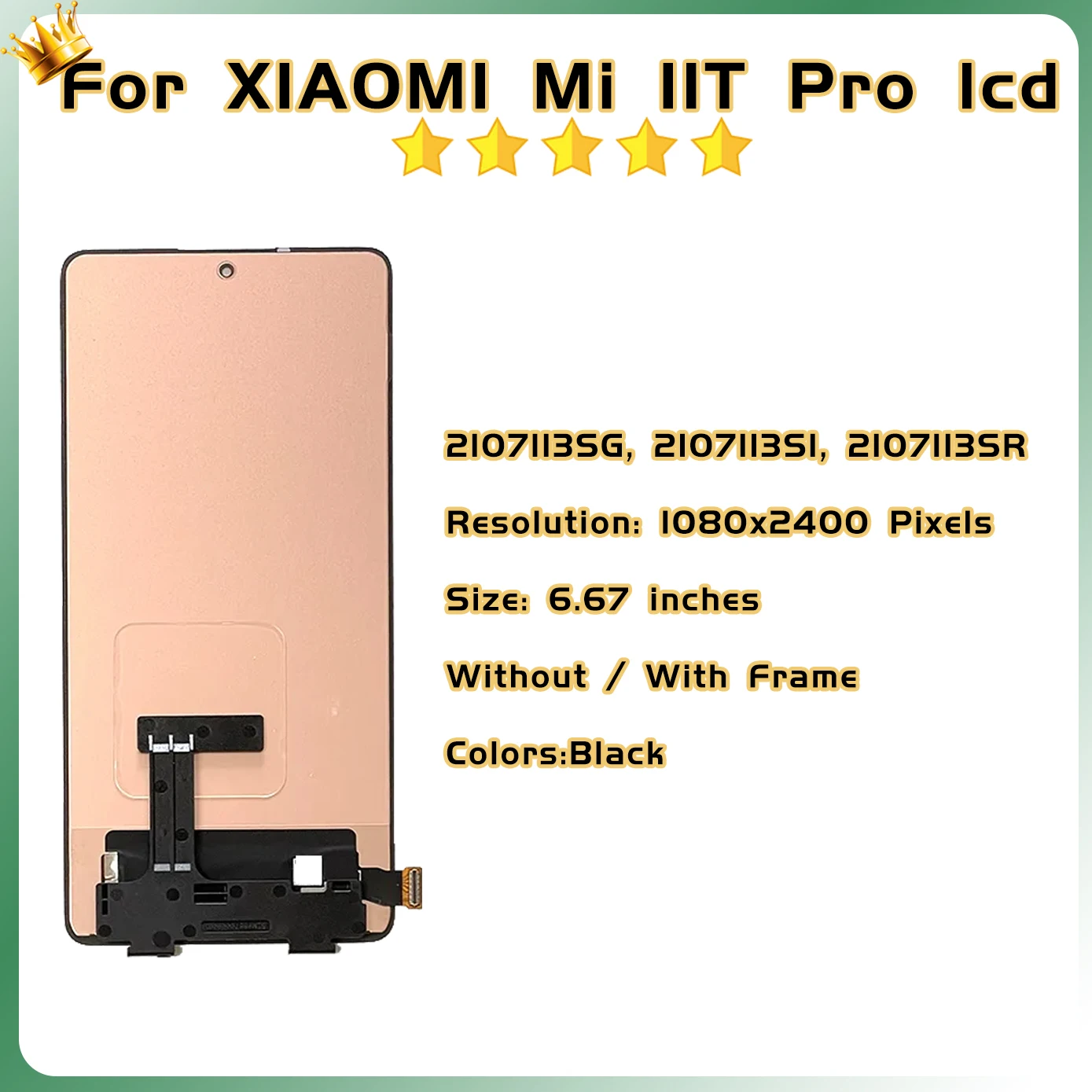 High quality AMOLED 6.67\'\'Display For Xiaomi 11T Pro MI 11T LCD Touch Screen Digitizer For Xiaomi 11T 21081111RG LCD 100% Tested