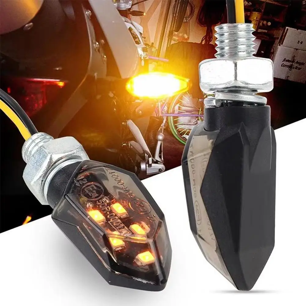 Universal Mini Motorcycle Smoke Lens Turn Signal Light Super Bright 5 LED 12V Amber Blinker Indicator Lamp Two Wire