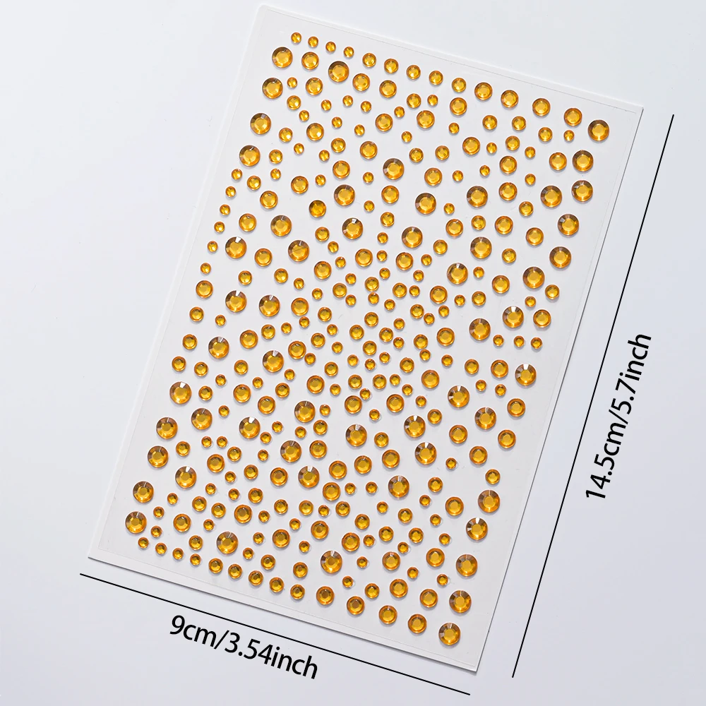 1Pcs 3D Golden Face Rhinestones Stickers Multi-Size Gems Facial Temporary Tattoo Y2K Style DIY Party Dance Cosplay Wedding Jewel