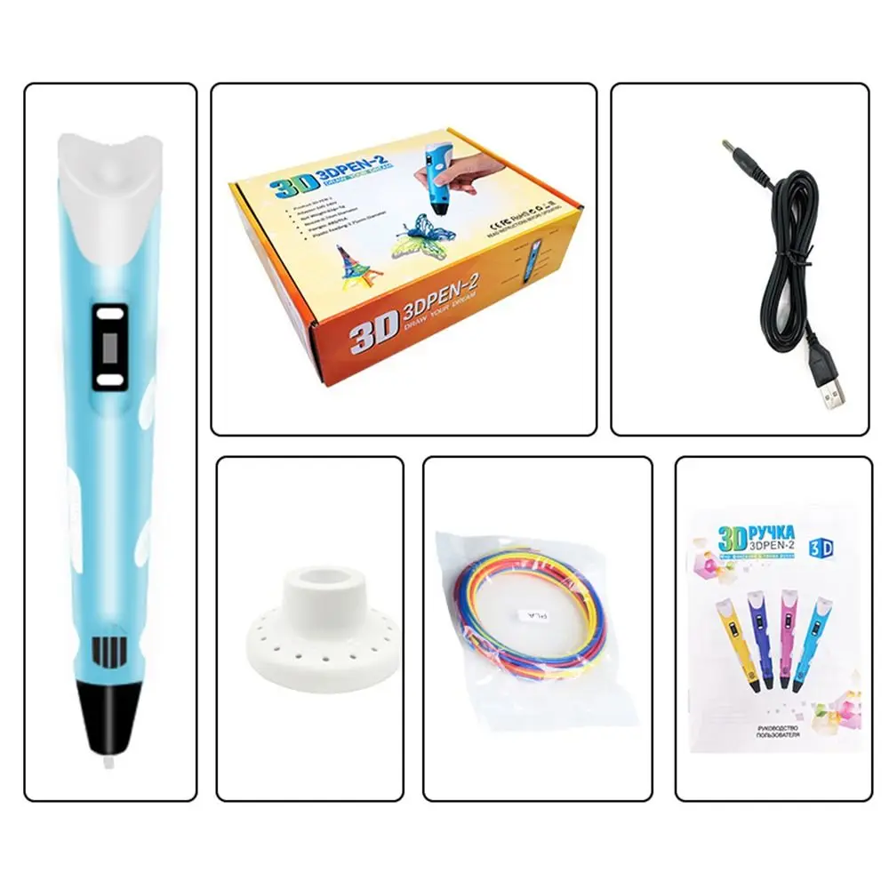 

Creative Toy Drawing Supplies Christmas Birthdy Gift With LCD Screen 3D Pens 3D Printing Pen Arts Printer PLA Filament