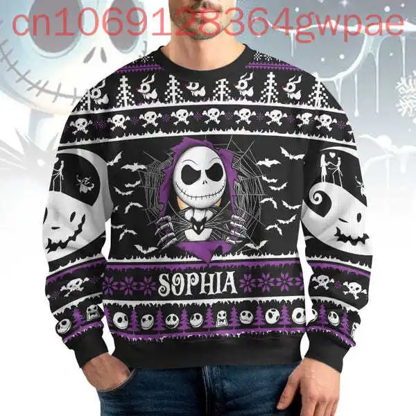 Christmas Jack Skellington 3D Ugly Sweater Men's Women's Casual Sweatshirts Disney The Nightmare Before Christmas Ugly Sweater