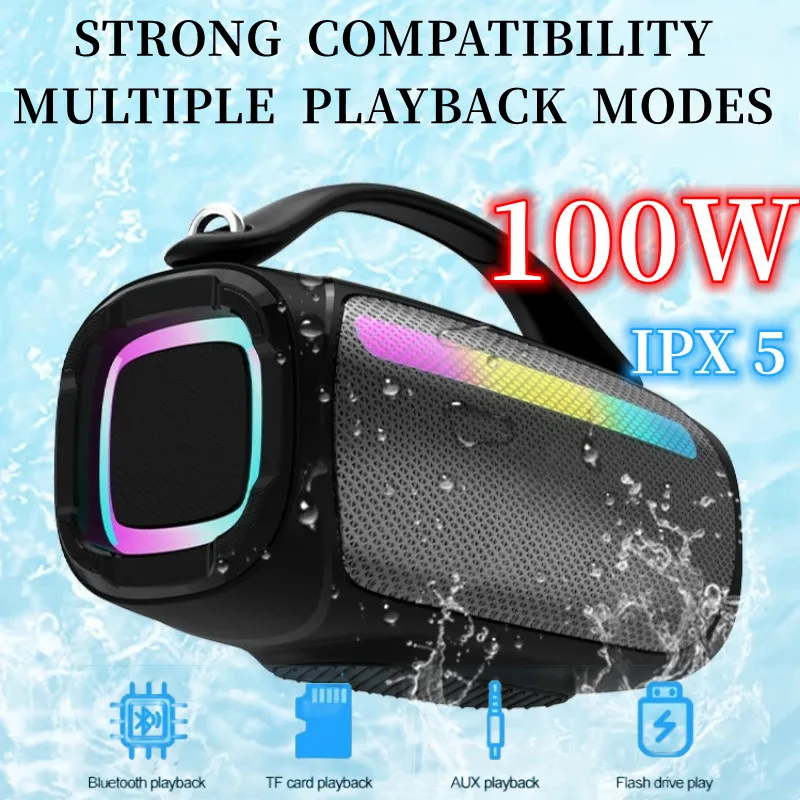 100W High-Power Portable Wireless Music Box Outdoor Super Bass Powerful Waterproof IPX5 Caixa De Som Bluetooth Speaker Sound Box