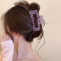 6Pcs Women's Model, Colorfulful Heart Flower Pattern, Medium Square Hair Clip, Recommended Gift Hair Accessories
