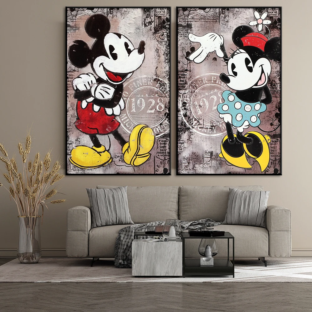 

Disney 1928 Mickey Minnie Mouse Poster Vintage Wall Art Canvas Painting Print Living Room Kid Bedroom Home Decor Picture Cuadros