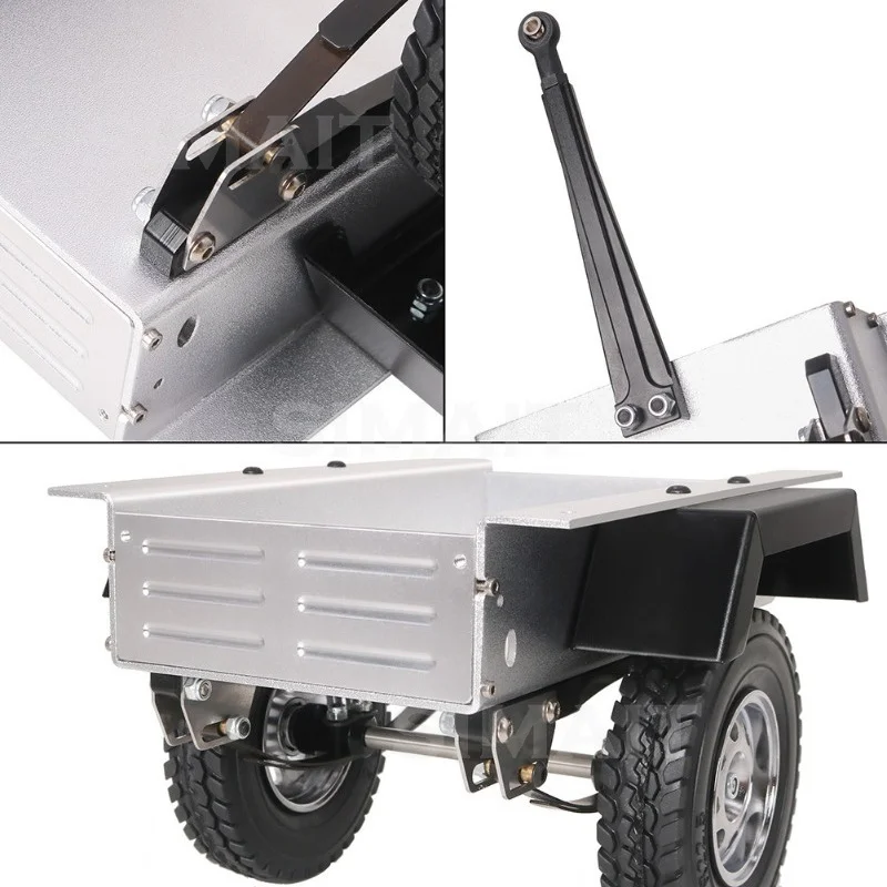 RC Model Car, Aluminum Alloy Small Trailer SCX10 Climbing Car Simulation Scene Metal Small Flat Car