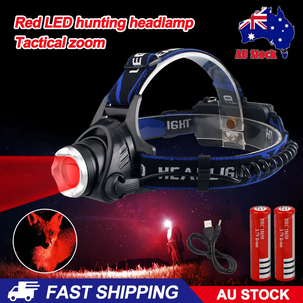 Outdoor tactical red/green/purple headlight 3 gear zoom LED headlight hunting fishing headlight