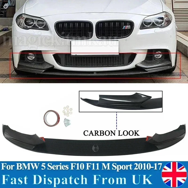 For BMW 5Series F10 F11 M Sport Front Diffuser Splitter Spoiler Lip Carbon Style