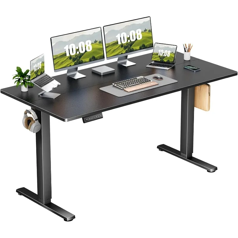 Electric Adjustable Height Standing Desk - 63 x 24 inch Sit to Stand Up Desk with Splice Board,Rising Home Office Computer Table