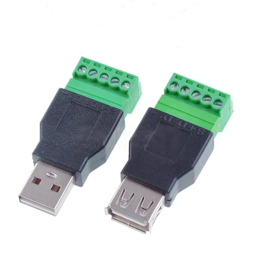 USB Female To Screw Connectors USB2.0 Female Jack USB Plug With Shield Connector USB Female To Screw Terminal