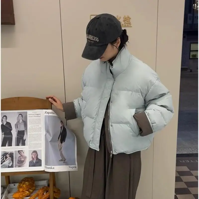 Chaqueta de pan versión coreana para niña, chaqueta acolchada de algodón de estilo corto, chaqueta acolchada gruesa de estilo corto para mujer, mantiene el calor en invierno