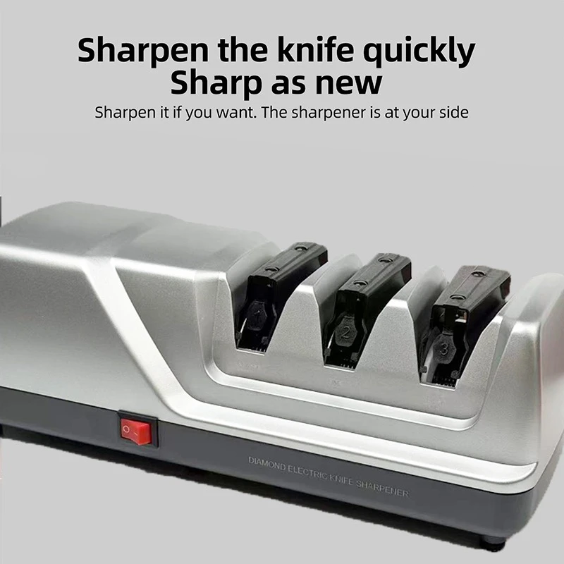 

NEW Electric Knife Sharpener-Diamond Wheel System 3-Stage Sharpening (Coarse/Fine/Polish) Fast & Safe for Kitchen Chef