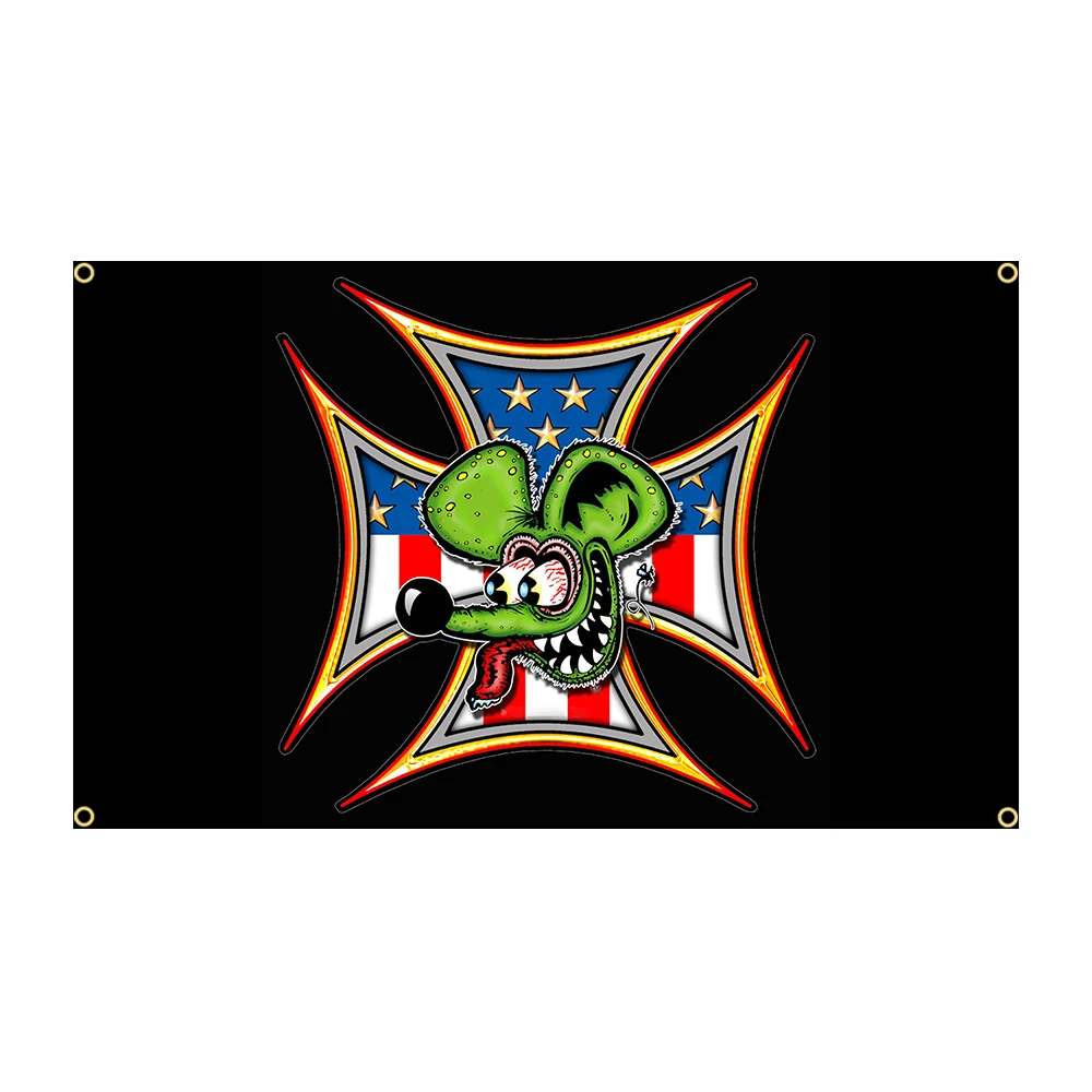 Rats Finks Choppers Flag Banner, Polyester Printed,  Car Poster, 60x90cm, 90x150cm, Decorative Bunting for Auto Enthusiasts