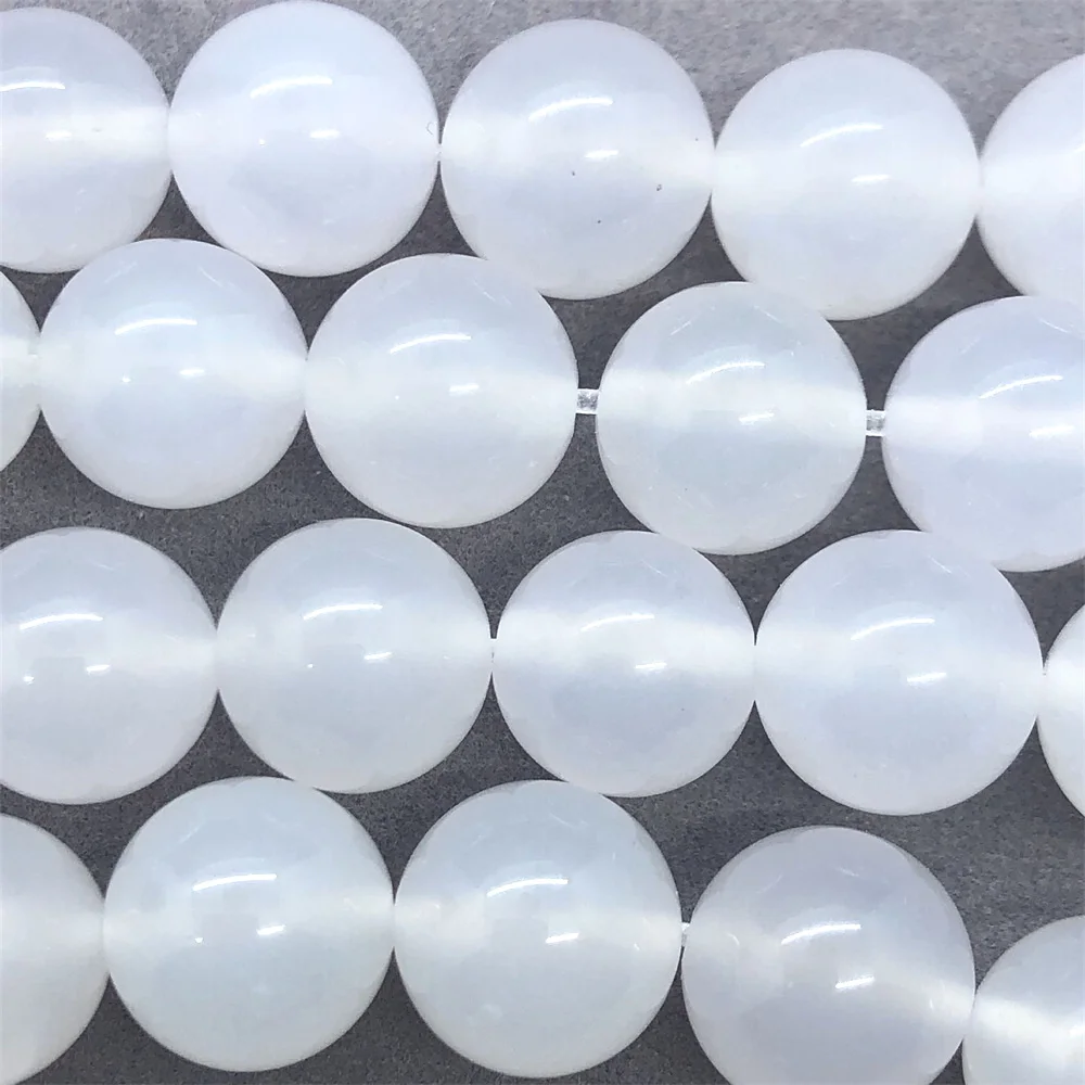 Pierre Naturelle Uto, Agate Blanche AAA, Perles Rondes de 15 Pouces, Brin de 4, 6, 8, 10, 12mm, Taille au Choix, Onyx pour Bijoux, Bricolage, Collier, Bracelet, Vente en Gros