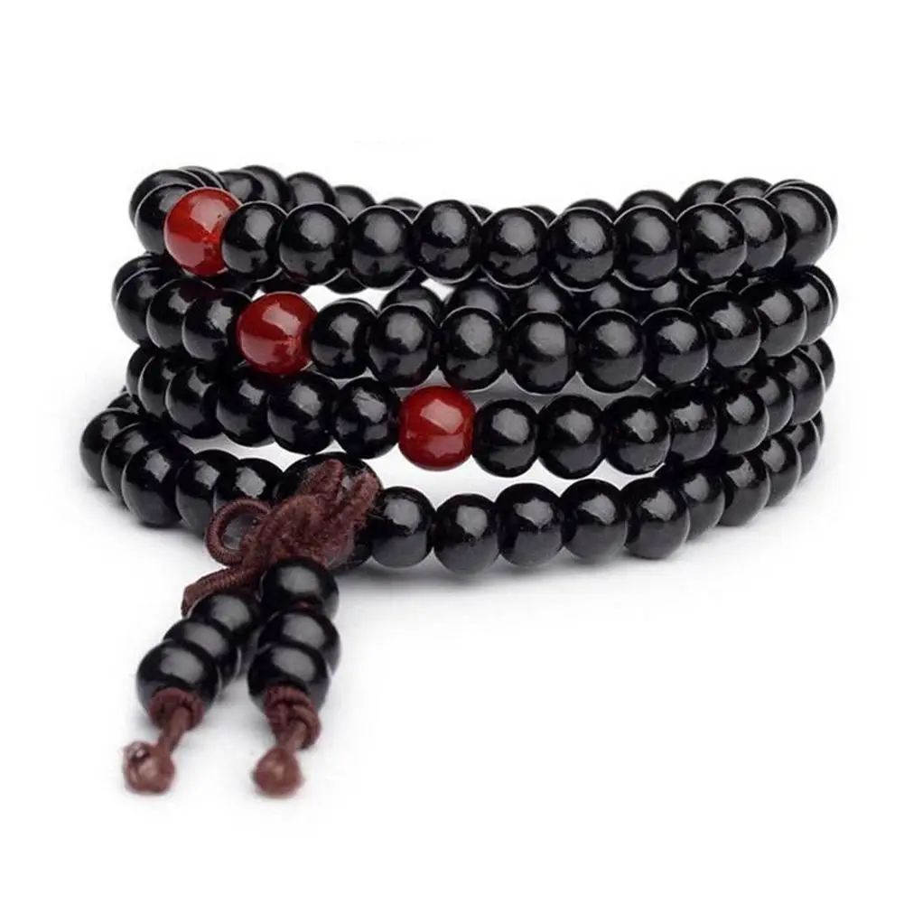 6mm Natural Sandalwood Buddhist Beads Bracelets 108 Buddha Bangles Meditation Prayer Bracelet Wood layer Beaded Men Women B U3A6