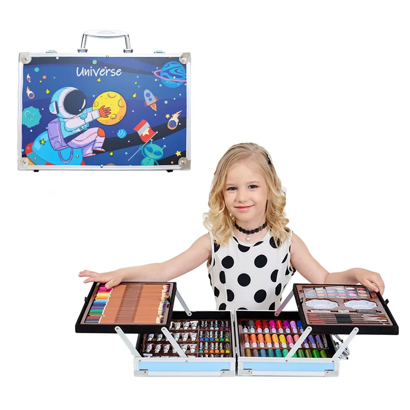 145Pcs Children Drawing Set Watercolor Markers Crayons Pigment Art Painting Kit for Kids Primary School Students