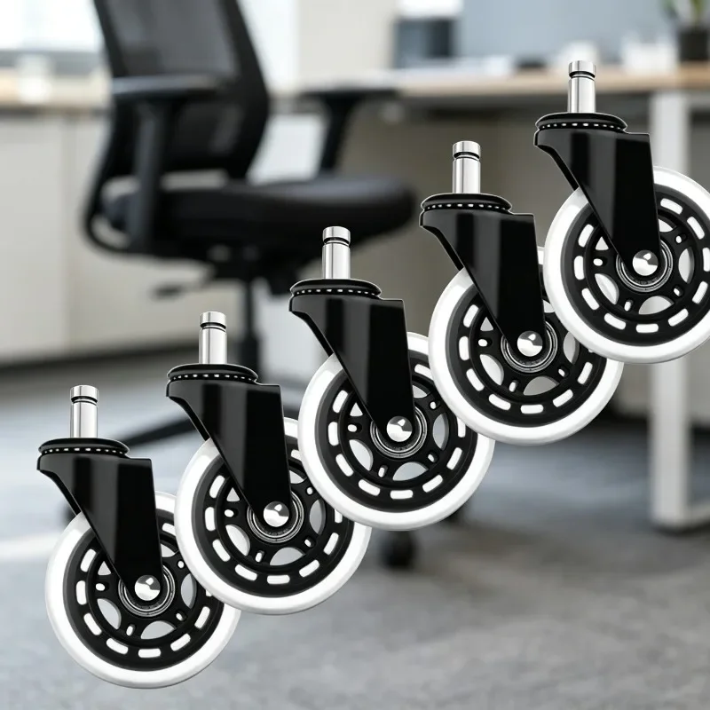 5 Pcs 2.5‘’/3‘’ Casters Office Chair Circlip M10/M11 Mute Universal Wheel Pu Circling Caster Strong