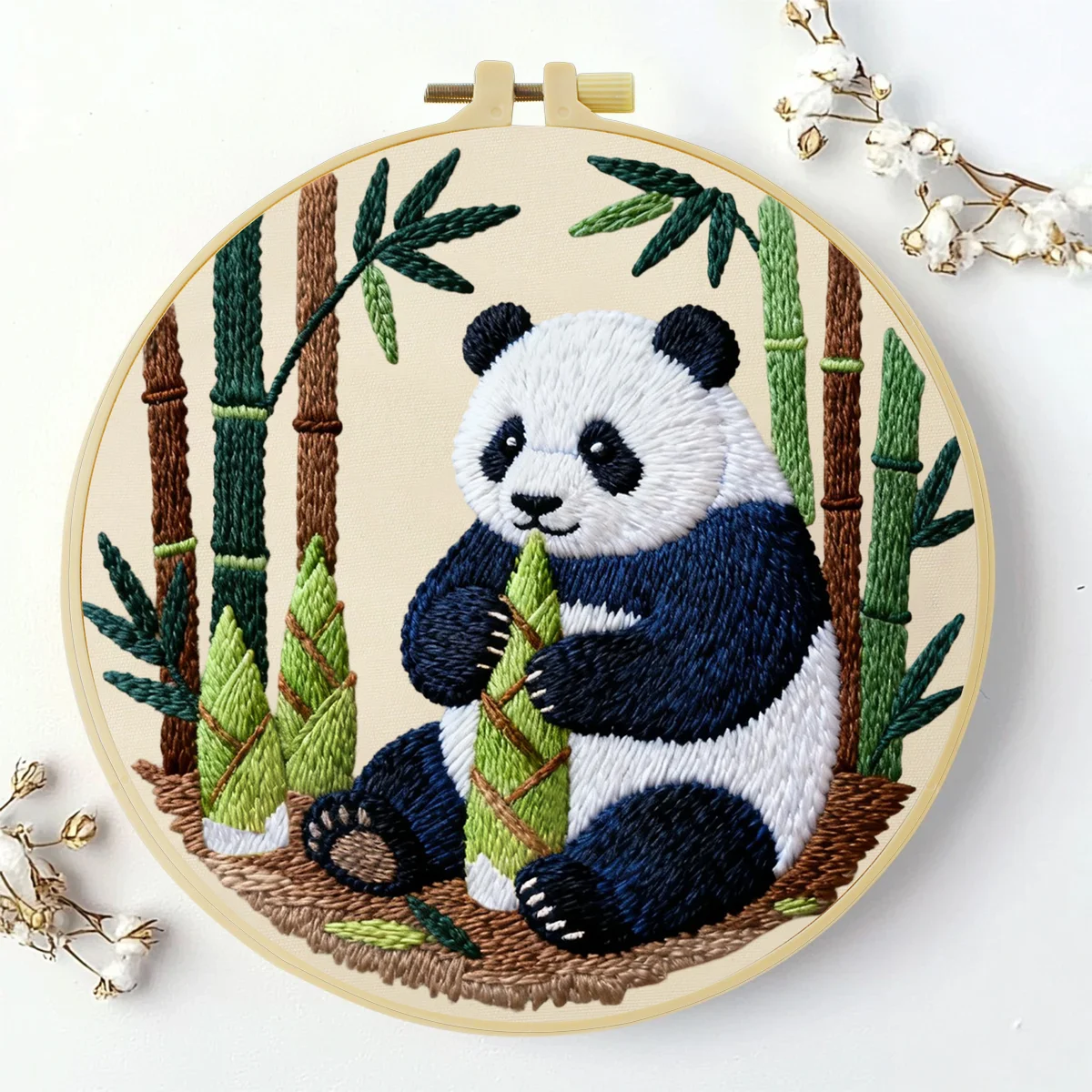 1 Stück 20X20CM/15X15CM 7,87/6,3 Zoll Panda-Stickerei-Starter-Kit DIY-Kit DIY-Stickerei-Set Handarbeiten Nadelkunst Heimdekoration – Detail 2