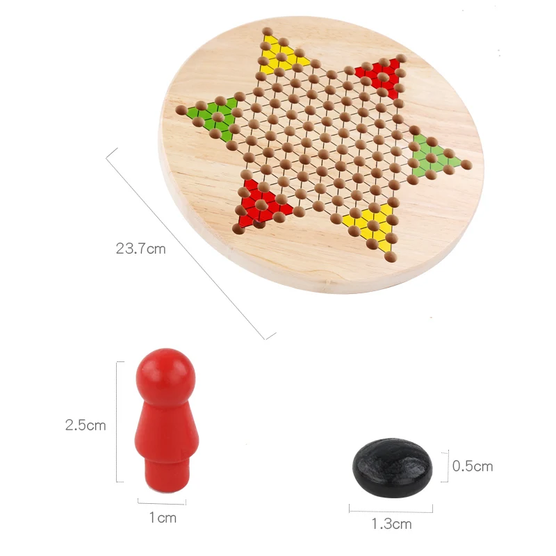 2 in 1 Chinese Checkers Gobang Wooden Board Game for Family Flying Chess Combo Game with Chess Ludo Chinese Checkers Toy for Kid