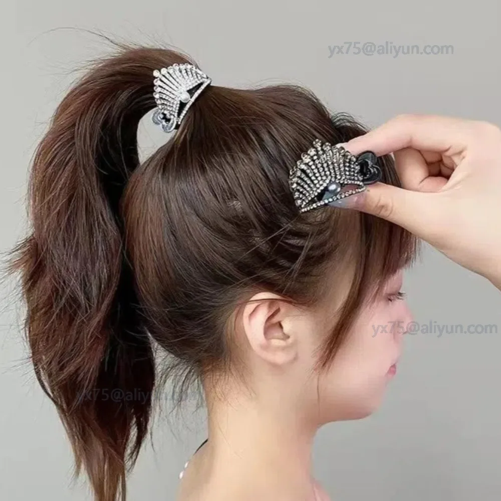 

Pearl Rhinestone Crown Claw Clip for Women Fashion Elegant Metal Ponytail Grab Clip Hairpin Girls Hair Accessories Заколки