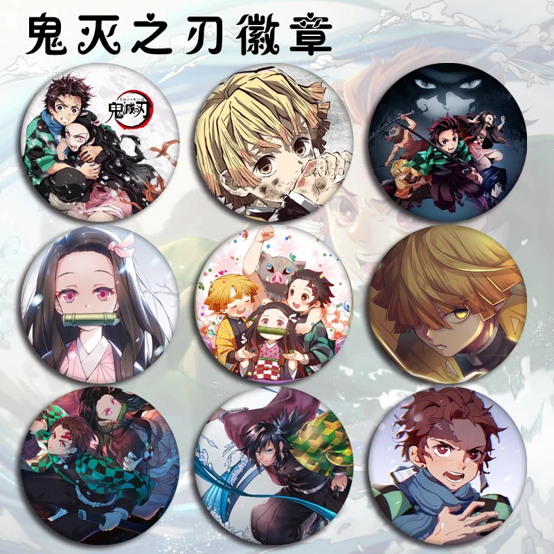 Anime Cartoon Demon Slayer Tanjirou Nezuko Zenitsu Brooch Creative Badge Pendant High-Definition Pattern Badge Gift for Friends