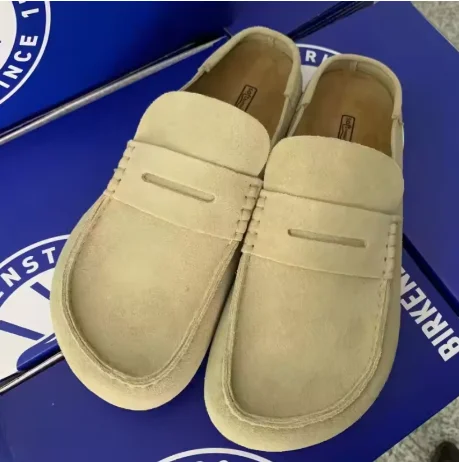 Retro Neapolitan stijl suède schoenen voor heren en dames, veelzijdige casual instappers, platte, ademende schoenen met zachte zool, voor dagelijks gebruik.