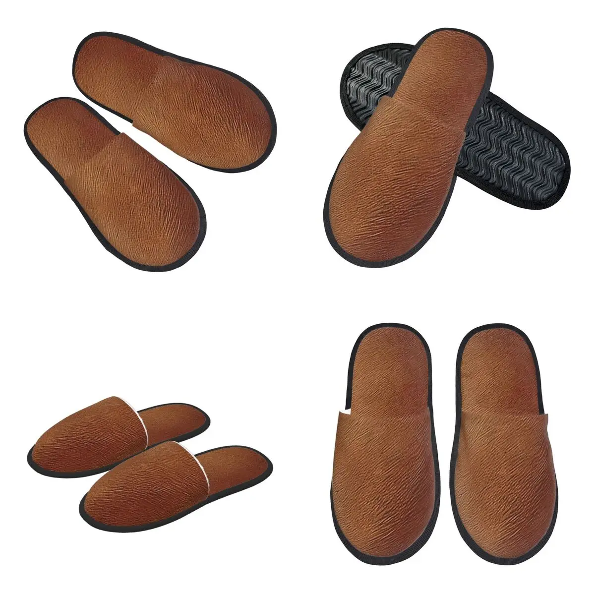 Custom Brown Cowhide Cow Skin Print Slippers Memory Foam Warm Soft Women House Slipper Bedroom Comfy Shoes
