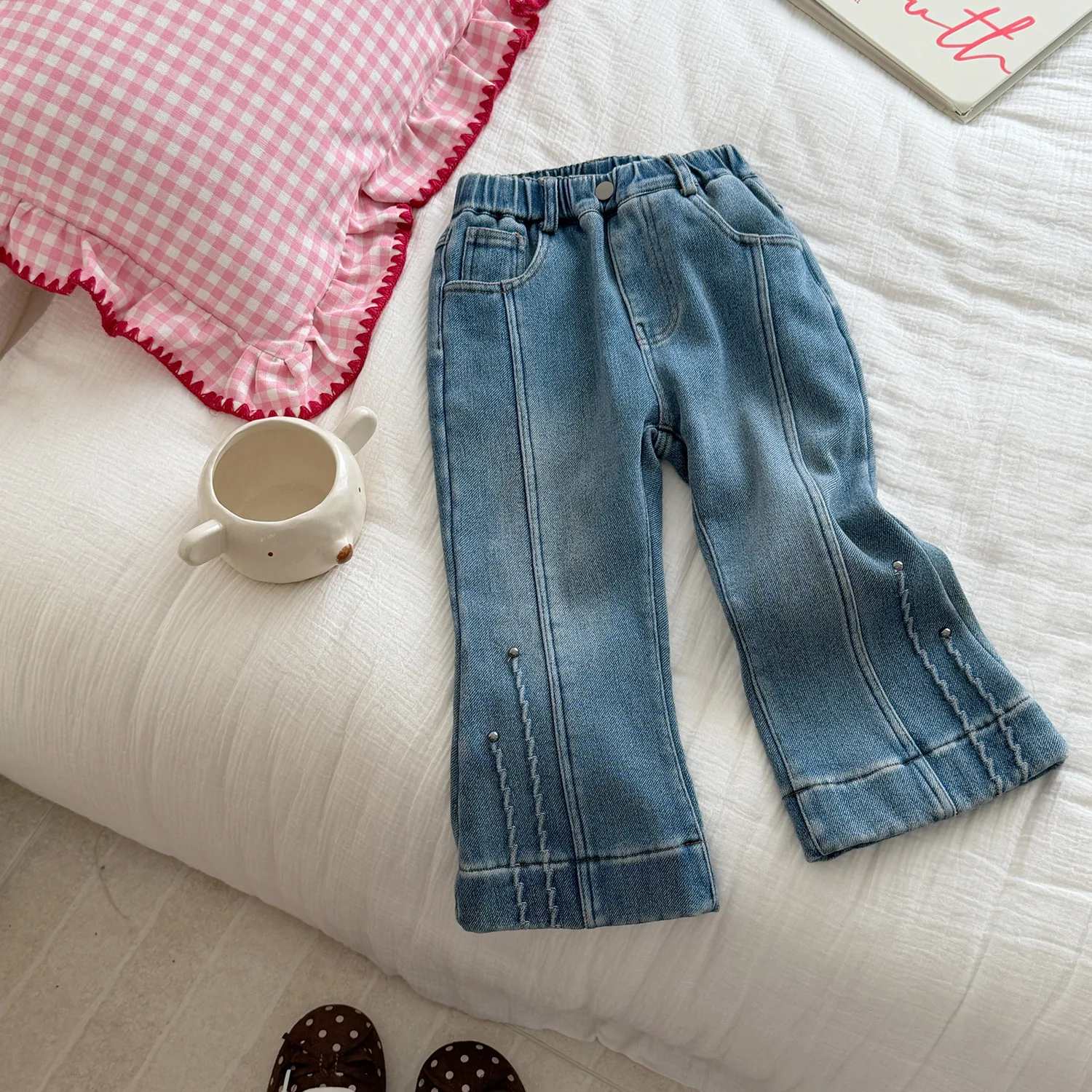 Girls' Korean Version Autumn New Children's Fashion Versatile Thicken Micro Flared Jeans