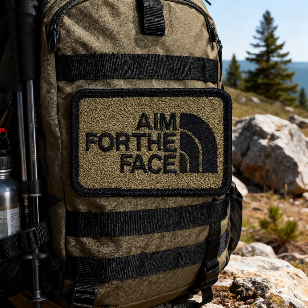 Aim For The Face Applique Embroidery Patches Tactical Fabric Accessories Patches For Jacket Shoulder With Hook&Loop Backing