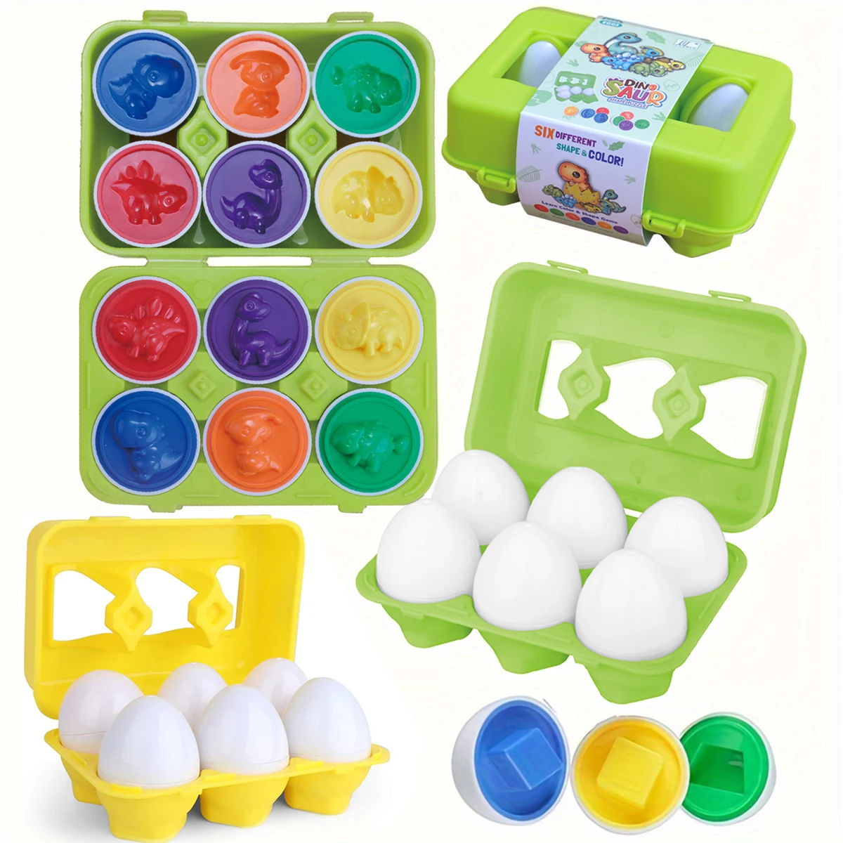 Color Shape Matching, Mini Eggs Pair Smart Egg Toys Puzzle Game Education Learning Recognition Sorter Gifts for Kids