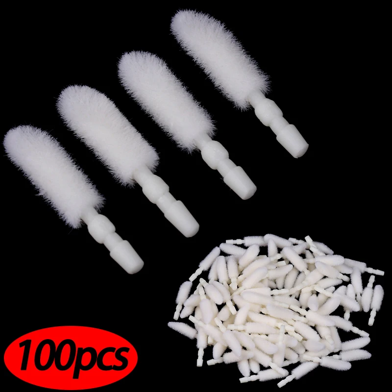 100Pcs Disposable Cosmetic Makeup Lip Brush Cotton Head Makeup Cosmetic Tool Eyeshadow Lips Gloss Tools Makeup Brush Head