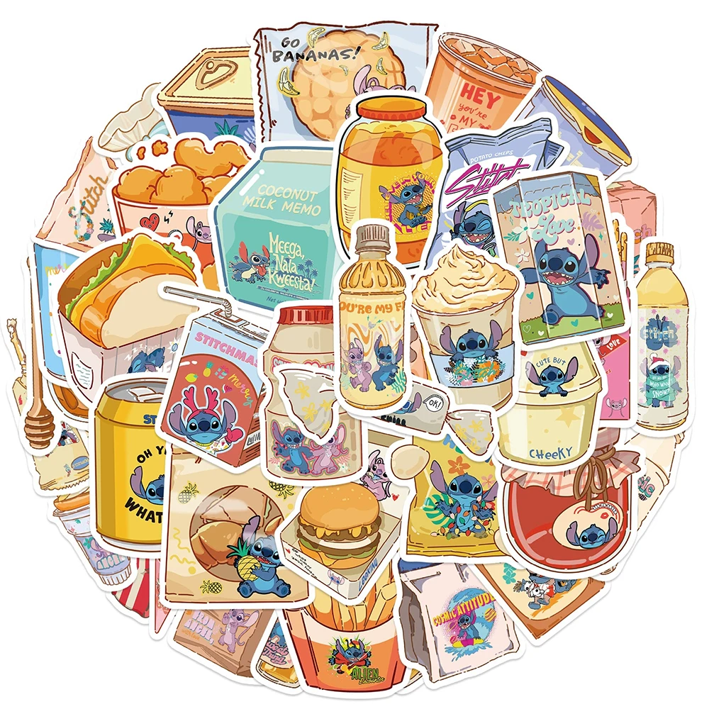

10/20/40pcs Cartoon Disney Anime Stitch Snack Drink Stickers DIY Notebook Phone Suitcase Waterproof Cute Sticker Kid Classic Toy