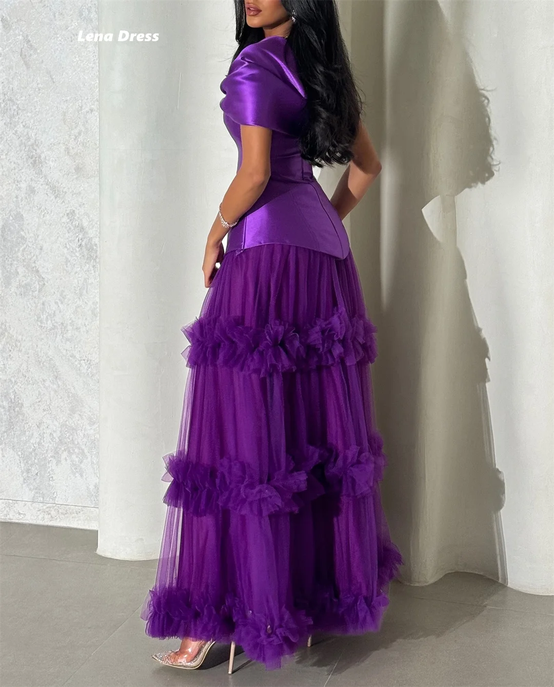 فساتين سهرة نسائية فاخرة مخصصة من Lena فساتين حفلات أنيقة للسيدات 2025 على شكل حرف a فستان حفلة موسيقية فاخر 2025 زفاف أرجواني #3